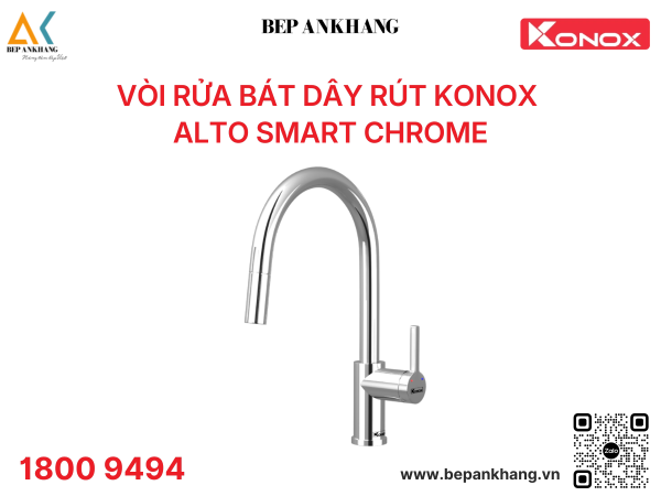 Vòi rửa bát dây rút Konox Alto Smart Chrome